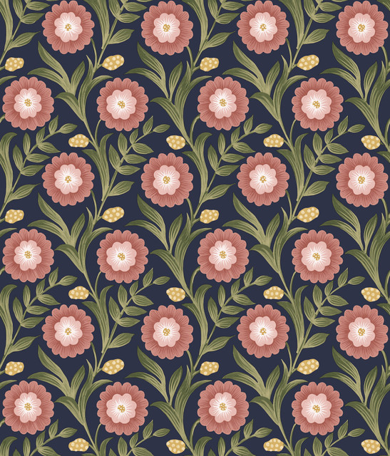 York Wallcoverings Lillian Blue Floral Vine Peel & Stick Wallpaper Mirth Studios Covers about 34.2 square feet Peel & Stick 24-in repeat, straight match 20.5-in by 20-ft long roll - My Fabric Connection - York Wallcoverings Lillian Blue Floral Vine Peel & Stick Wallpaper Mirth Studios Covers about 34.2 square feet Peel & Stick 24-in repeat, straight match 20.5-in by 20-ft long roll - My Fabric Connection -