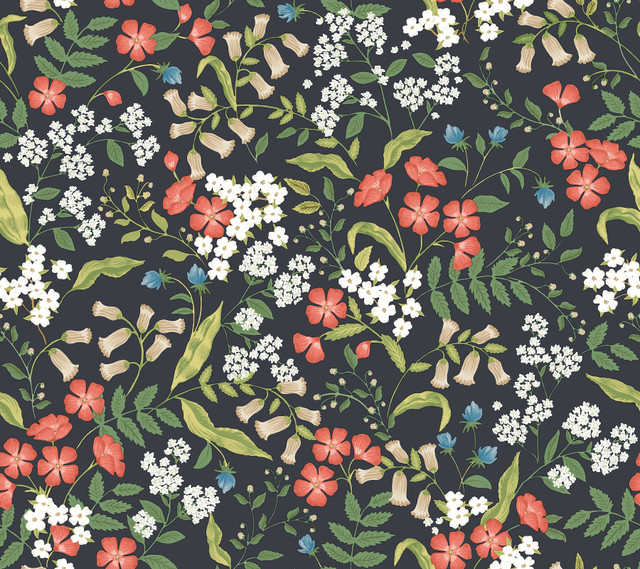 Rifle Paper Co. Sweetbrier Black Peel & Stick Wallpaper P&S Rifle Paper 3 Covers about 45 square feet Peel & Stick 24-in repeat, straight match 27-in by 20-ft long roll - My Fabric Connection - Rifle Paper Co. Sweetbrier Black Peel & Stick Wallpaper P&S Rifle Paper 3 Covers about 45 square feet Peel & Stick 24-in repeat, straight match 27-in by 20-ft long roll - My Fabric Connection -