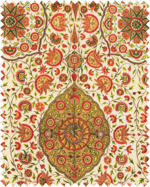 CSARDAS Linen (FB00043) by Mind The Gap Designer Fabric | FB00043 | TRANSYLVANIAN ROOTS | Green, Red, Taupe, White | Fabric Carolina | https://www.fabriccarolina.com/