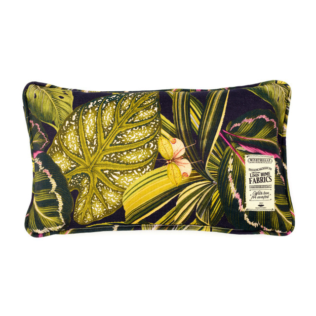 AMAZONIA Linen Cushion (LC40015) by Mind The Gap Designer Pillows | LC40015 | TROPICAL MOOD | 20 x 12 in | Black, Green | Fabric Carolina | https://www.fabriccarolina.com/