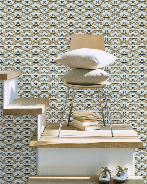 MOUSTACHE Premium Wallpaper (WP20088) by Mind The Gap Designer Wallpaper | WP20088 | WALLPAPER DESIGNER COLLECTION | 3 rolls x 20.5 x 118.1 in | 0.52m / 20.5in | 3m / 118in | 4.65mp | 52cm / 20.5in | Black, Blue, Taupe, White | Non-woven | Paste the wall | 3-rolls in a box | Fabric Carolina | https://www.fabriccarolina.com/