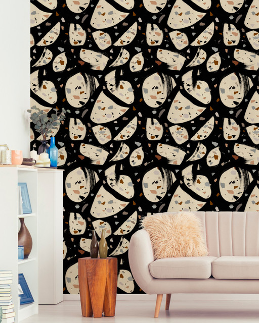 TERRAZZO Wallpaper (WP20335) by Mind The Gap Designer Wallpaper | WP20335 | THE WALLPAPER COLLECTABLES | 3 rolls x 20.5 x 118.1 in | 0.52m / 20.5in | 3m / 118in | 4.65mp | 64cm / 26.1in | Black, Brown, Grey | Textured Matte | Paste the wall | 3-rolls in a box | Fabric Carolina | https://www.fabriccarolina.com/