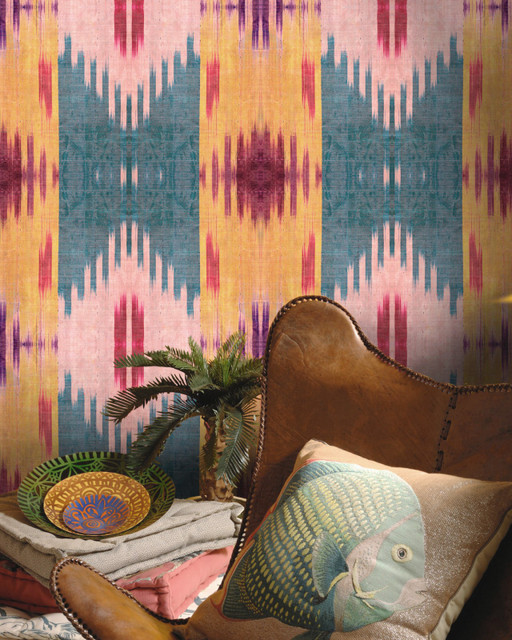 PATOLA Wallpaper (WP20400) by Mind The Gap Designer Wallpaper | WP20400 | THE WALLPAPER COLLECTABLES | 3 rolls x 20.5 x 118.1 in | 0.52m / 20.5in | 3m / 118in | 4.65mp | 300cm / 118in | Blue, Red, Yellow | Textured Matte | Paste the wall | 3-rolls in a box | Fabric Carolina | https://www.fabriccarolina.com/