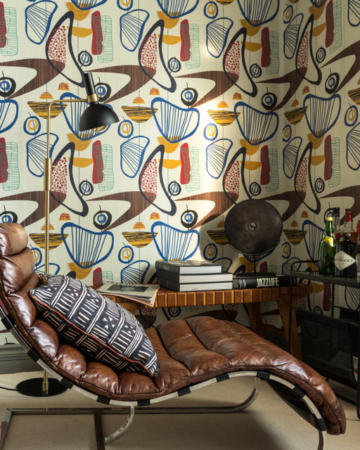 SUSPENDED FORMS Wallpaper (WP20538) by Mind The Gap Designer Wallpaper | WP20538 | THE WALLPAPER COMPENDIUM 1 | 3 rolls x 20.5 x 118.1 in | 0.52m / 20.5in | 3m / 118in | 4.65mp | 70cm / 27.6in | Blue, Brown, Ochre, Red | Non-woven | Paste the wall | 3-rolls in a box | Fabric Carolina | https://www.fabriccarolina.com/