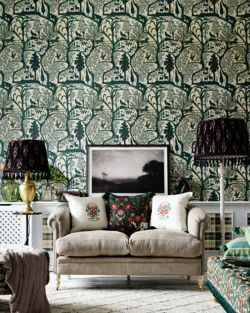 THE ENCHANTED WOODLAND Green Wallpaper (WP20549) by Mind The Gap Designer Wallpaper | WP20549 | TRANSYLVANIAN ROOTS | 3 rolls x 20.5 x 118.1 in | 0.52m / 20.5in | 3m / 118in | 4.65mp | 80cm / 31.4in | Green, Taupe | Textured Matte | Paste the wall | 3-rolls in a box | Fabric Carolina | https://www.fabriccarolina.com/
