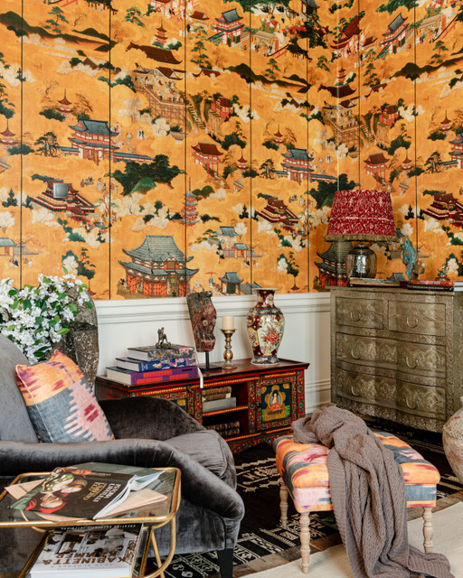 FLOATING WORLD Golden Wallpaper (WP20647) by Mind The Gap Designer Wallpaper | WP20647 | THE WALLPAPER COMPENDIUM 2 | 3 rolls x 20.5 x 118.1 in | 0.52m / 20.5in | 3m / 118in | 4.65mp | 300cm / 118in | Brown, Green, Ochre | Satin Matte | Paste the wall | 3-rolls in a box | Fabric Carolina | https://www.fabriccarolina.com/