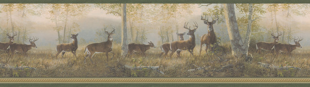 Chesapeake Storrie Green Deer Wallpaper Echo Lake Lodge Covers about 8.1 square feet 6.5-in by 15-ft long roll Prepasted 0 - My Fabric Connection - Chesapeake Storrie Green Deer Wallpaper Echo Lake Lodge Covers about 8.1 square feet 6.5-in by 15-ft long roll Prepasted 0 - My Fabric Connection -