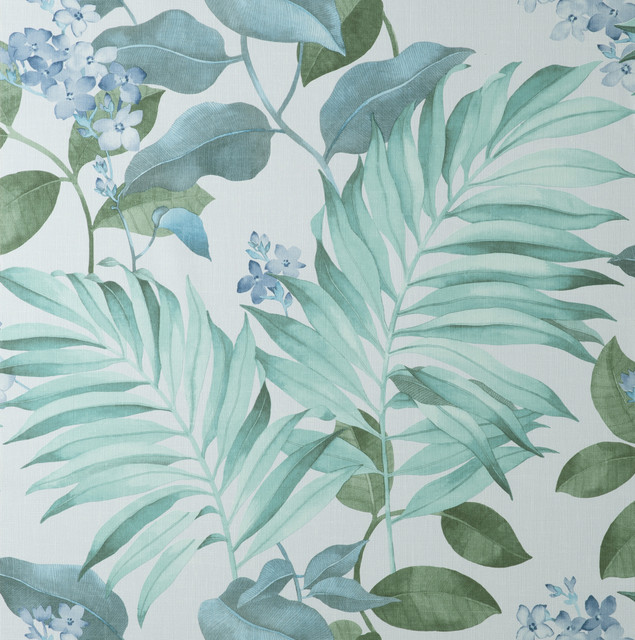 Advantage Eden Grey Tropical Wallpaper Curio Covers about 57.5 square feet 20.9-in by 33-ft long roll Unpasted 20.86 - My Fabric Connection -