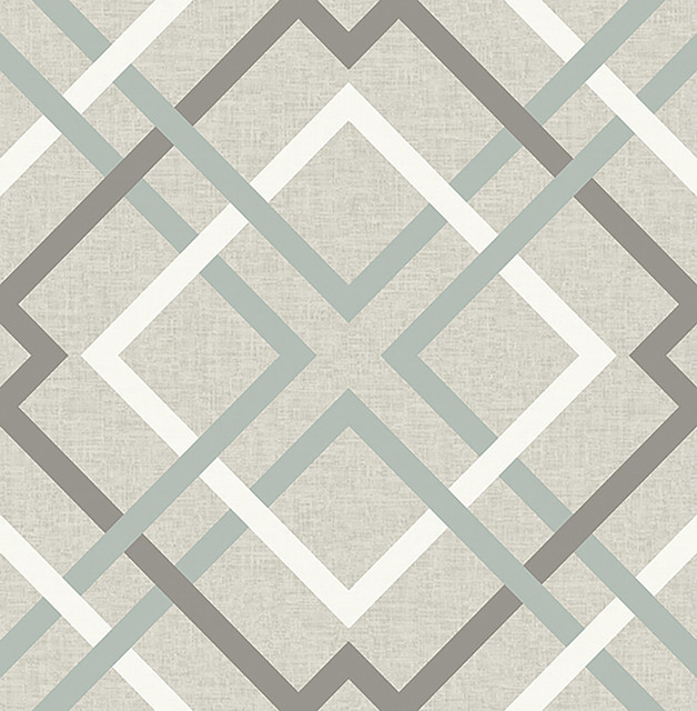 Brewster Tuvalu Taupe Plaid Wallpaper Kitchen & Bath Essentials Covers about 56.4 square feet 20.5-in by 33-ft long roll Unpasted 20.9 - My Fabric Connection -