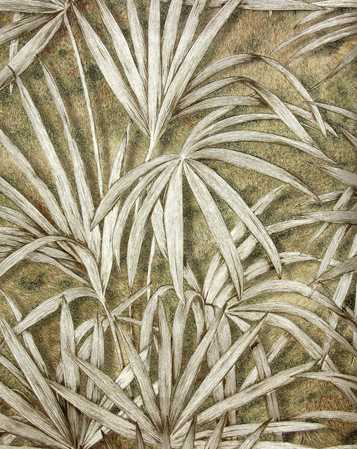 Brewster Veneto Brown Palm Tree Wallpaper Selvaggia Covers about 57.8 square feet 21-in by 33-ft long roll Unpasted 25 - My Fabric Connection -