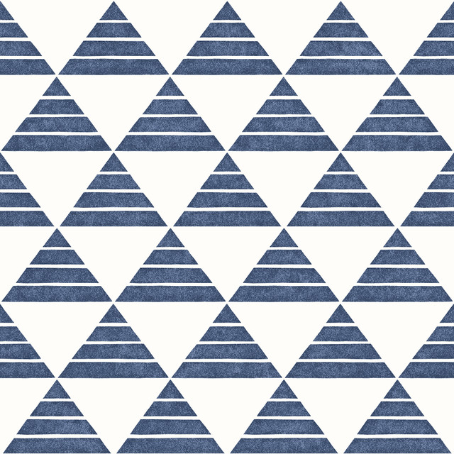 A-Street Prints Summit Blue Triangle Wallpaper Geometrie Covers about 56.4 square feet 20.5-in by 33-ft long roll Unpasted 20.5 - My Fabric Connection -