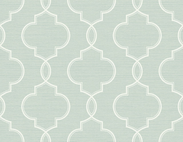 Kenneth James Malo Aqua Sisal Ogee Wallpaper GeoTex Covers about 60.8 square feet 27-in by 27-ft long roll Unpasted 10.4 - My Fabric Connection - Kenneth James Malo Aqua Sisal Ogee Wallpaper GeoTex Covers about 60.8 square feet 27-in by 27-ft long roll Unpasted 10.4 - My Fabric Connection -