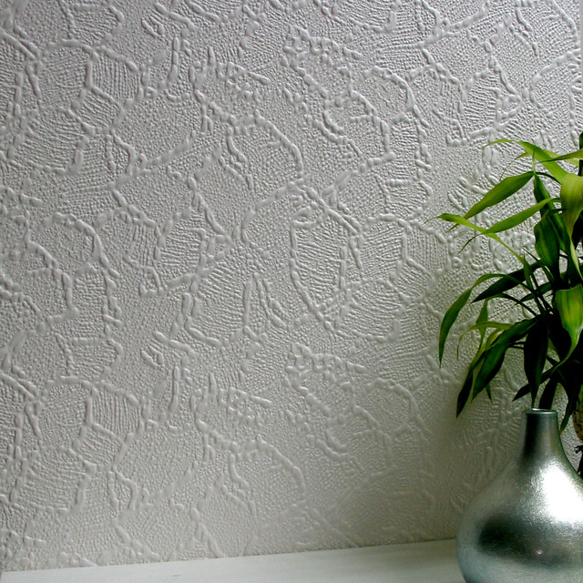 Brewster Frazer White Paintable Supaglypta Wallpaper Anaglypta X Covers about 56.4 square feet 20.5-in by 33-ft long roll Unpasted 10.6 - My Fabric Connection -