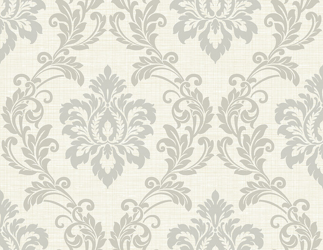 Kenneth James Adela Ivory Twill Damask Wallpaper GeoTex Covers about 60.8 square feet 27-in by 27-ft long roll Unpasted 20.9 - My Fabric Connection -
