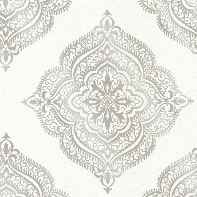Decorline Capella Cream Medallion Wallpaper Avalon Covers about 56.4 square feet 20.5-in by 33-ft long roll Unpasted 25 - My Fabric Connection -