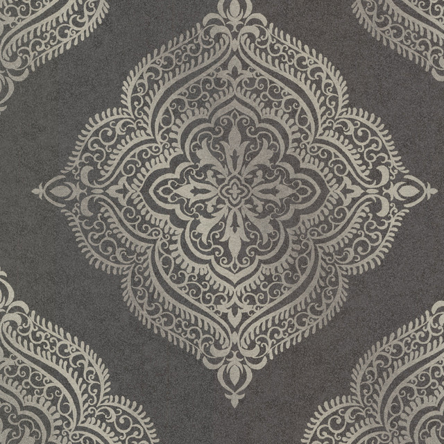 Decorline Capella Charcoal Medallion Wallpaper Avalon Covers about 56.4 square feet 20.5-in by 33-ft long roll Unpasted 25 - My Fabric Connection - Decorline Capella Charcoal Medallion Wallpaper Avalon Covers about 56.4 square feet 20.5-in by 33-ft long roll Unpasted 25 - My Fabric Connection -