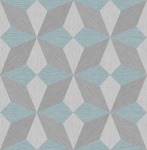 Decorline Valiant Light Blue Faux Grasscloth Mosaic Wallpaper Architecture Covers about 56.4 square feet 20.5-in by 33-ft long roll Unpasted 10.4 - My Fabric Connection -