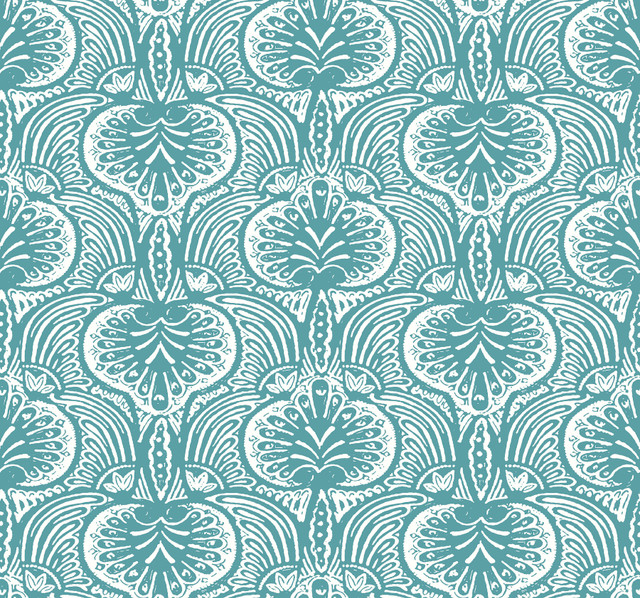 Ronald Redding Lotus Palm Aqua Wallpaper Traveler Covers about 60.8 square feet 27-in by 27-ft long roll Unpasted 25.25 - My Fabric Connection - Ronald Redding Lotus Palm Aqua Wallpaper Traveler Covers about 60.8 square feet 27-in by 27-ft long roll Unpasted 25.25 - My Fabric Connection -