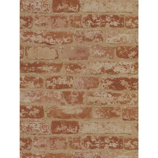 York Wallcoverings Up the Wall Red & Taupe Wallpaper Earthy Tones Covers about 56.4 square feet 20.5-in by 33-ft long roll Prepasted 20.5 - My Fabric Connection -