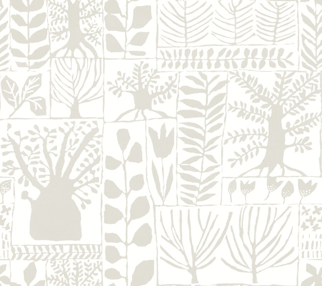 Inspired by Color Primitive Trees White & Cream Wallpaper Black & White Resource Library Covers about 60.8 square feet 27-in by 27-ft long roll Prepasted 24 - My Fabric Connection -