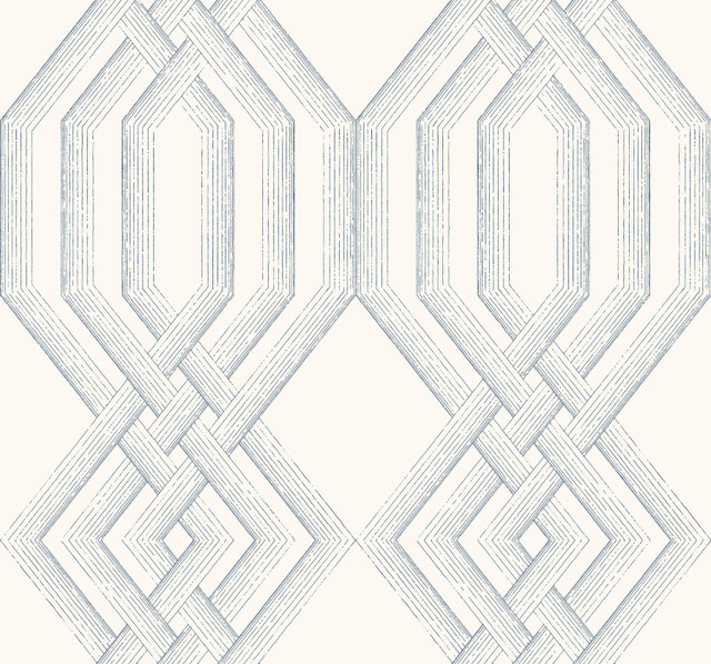 York Wallcoverings Etched Lattice Blue Wallpaper Handpainted Traditionals Covers about 60.8 square feet 27-in by 27-ft long roll Prepasted 25.25 - My Fabric Connection -