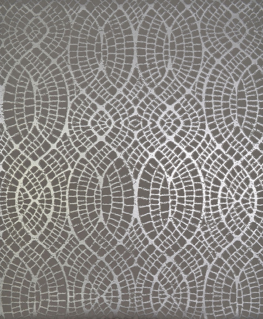 Antonina Vella Tortoise Grey & Silver Wallpaper Antonina Vella Modern Metals Covers about 56.9 square feet 20.8-in by 32.8-ft long roll Unpasted 25.2 - My Fabric Connection -