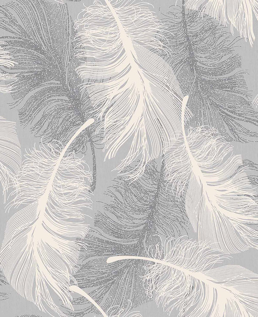 Advantage Alonso Grey Grey Plume Wallpaper Shades of Grey Covers about 56.4 square feet 20.5-in by 33-ft long roll Unpasted 25.2 - My Fabric Connection -