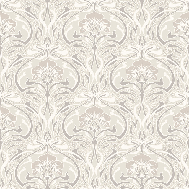 Crown Donovan Cream Nouveau Floral Wallpaper CWV Covers about 56.4 square feet 20.5-in by 33-ft long roll Unpasted 20.9 - My Fabric Connection - Crown Donovan Cream Nouveau Floral Wallpaper CWV Covers about 56.4 square feet 20.5-in by 33-ft long roll Unpasted 20.9 - My Fabric Connection -