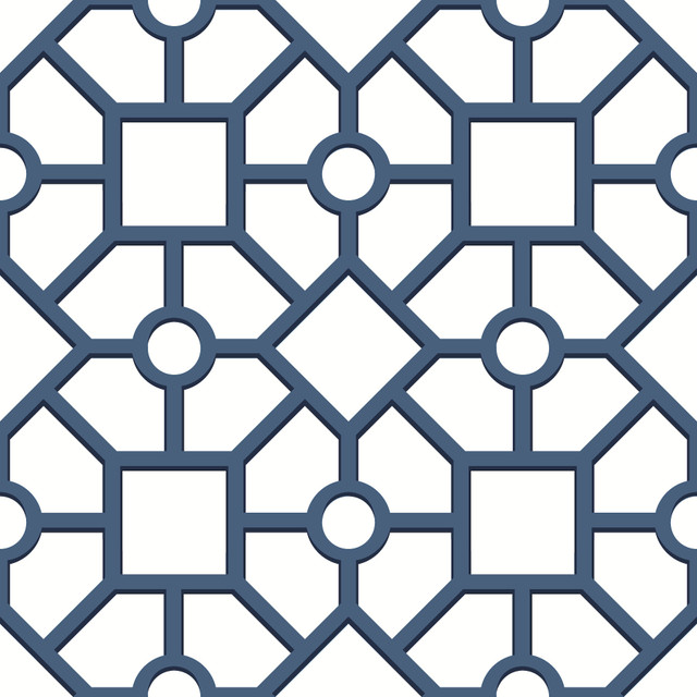 York Wallcoverings Hedgerow Trellis Navy Peel & Stick Wallpaper York Premium Peel + Stick Covers about 34.2 square feet 20.5-in by 20-ft long roll Peel & Stick 10.25 - My Fabric Connection -