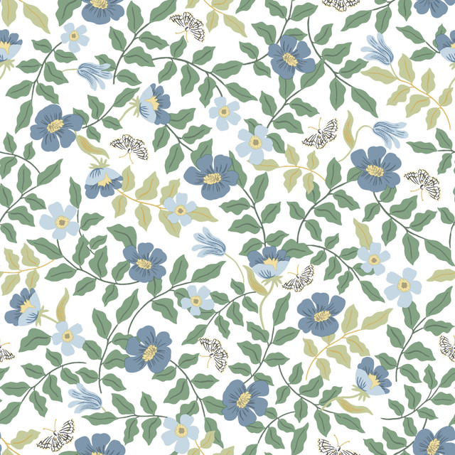 Rifle Paper Co. Primrose Blue & White Peel & Stick Wallpaper Rifle Paper Co. Premium Peel & Stick Covers about 34.2 square feet 20.5-in by 20-ft long roll Peel & Stick 20.5 - My Fabric Connection - Rifle Paper Co. Primrose Blue & White Peel & Stick Wallpaper Rifle Paper Co. Premium Peel & Stick Covers about 34.2 square feet 20.5-in by 20-ft long roll Peel & Stick 20.5 - My Fabric Connection -