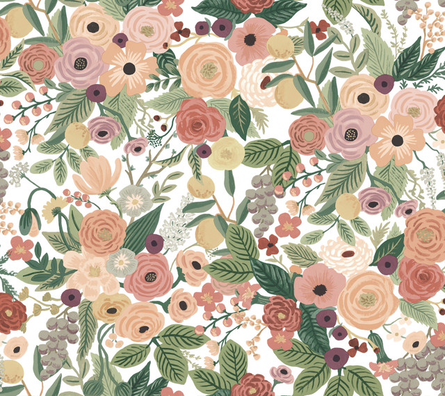 Rifle Paper Co. Garden Party Burgundy Peel & Stick Wallpaper Rifle Paper Co. Premium Peel & Stick Covers about 45 square feet 27-in by 20-ft long roll Peel & Stick 24 - My Fabric Connection -