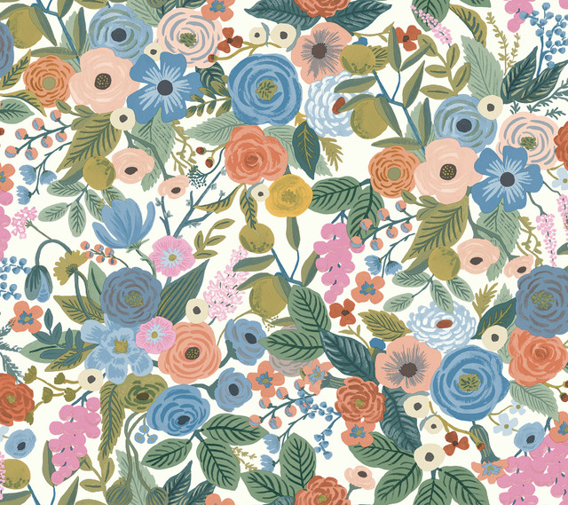 Rifle Paper Co. Garden Party Cobalt Multi Peel & Stick Wallpaper P&S Rifle Paper 2 Covers about 45 square feet 27-in by 20-ft long roll Peel & Stick 24 - My Fabric Connection - Rifle Paper Co. Garden Party Cobalt Multi Peel & Stick Wallpaper P&S Rifle Paper 2 Covers about 45 square feet 27-in by 20-ft long roll Peel & Stick 24 - My Fabric Connection -
