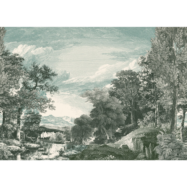 York Wallcoverings Provincial Scenic Teal Wall Mural Mural Resource Library Covers 6 panels - measures 12-ft 6-in wide by 9-ft tall when assembled 25.25-in by 9-ft long roll Unpasted 0 - My Fabric Connection - York Wallcoverings Provincial Scenic Teal Wall Mural Mural Resource Library Covers 6 panels - measures 12-ft 6-in wide by 9-ft tall when assembled 25.25-in by 9-ft long roll Unpasted 0 - My Fabric Connection -