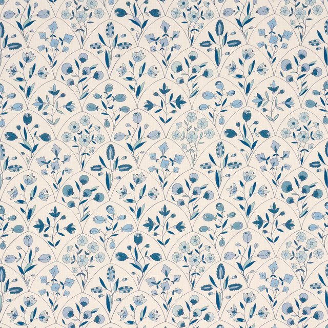 Schumacher Fabric Frances Floral Indoor/Outdoor Blues 182160 Craft Revival 27.0" - My Fabric Connection - Schumacher Fabric Frances Floral Indoor/Outdoor Blues 182160 Craft Revival 27.0" - My Fabric Connection -