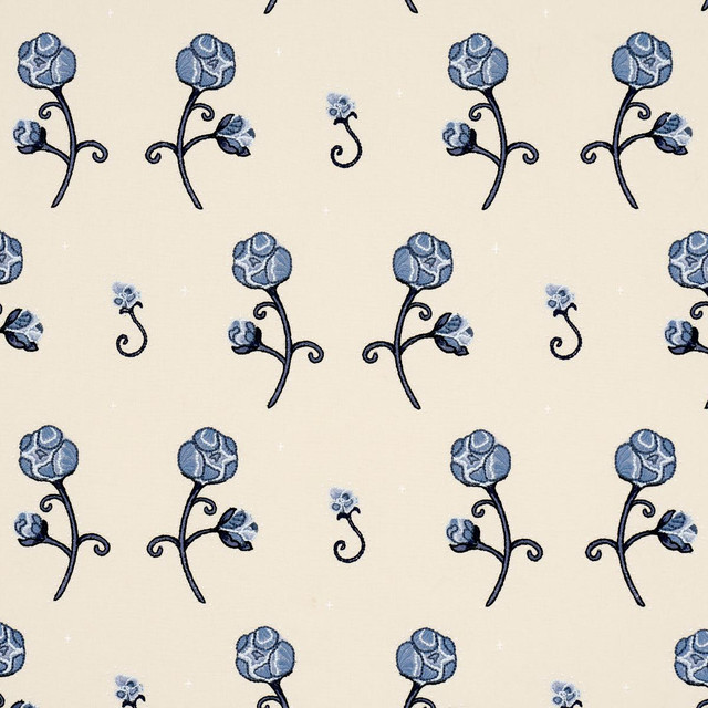 Schumacher Fabric Rhinestone Cowboy Embroidery Navy 84551 Backdrop 16.5" - My Fabric Connection -