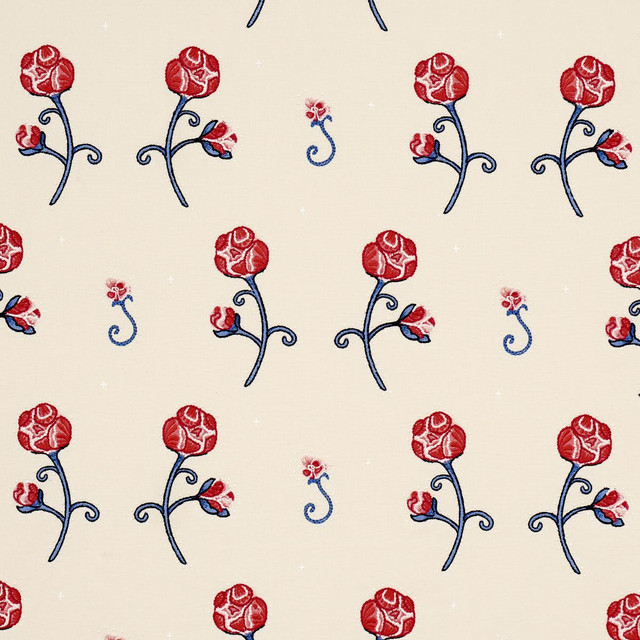 Schumacher Fabric Rhinestone Cowboy Embroidery Poppy 84550 Backdrop 16.5" - My Fabric Connection -