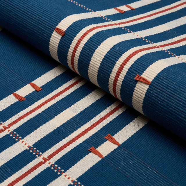 Schumacher Fabric Remmy Hand Woven Stripe Indigo 84780 Ashbury 10.62" - My Fabric Connection - Schumacher Fabric Remmy Hand Woven Stripe Indigo 84780 Ashbury 10.62" - My Fabric Connection -