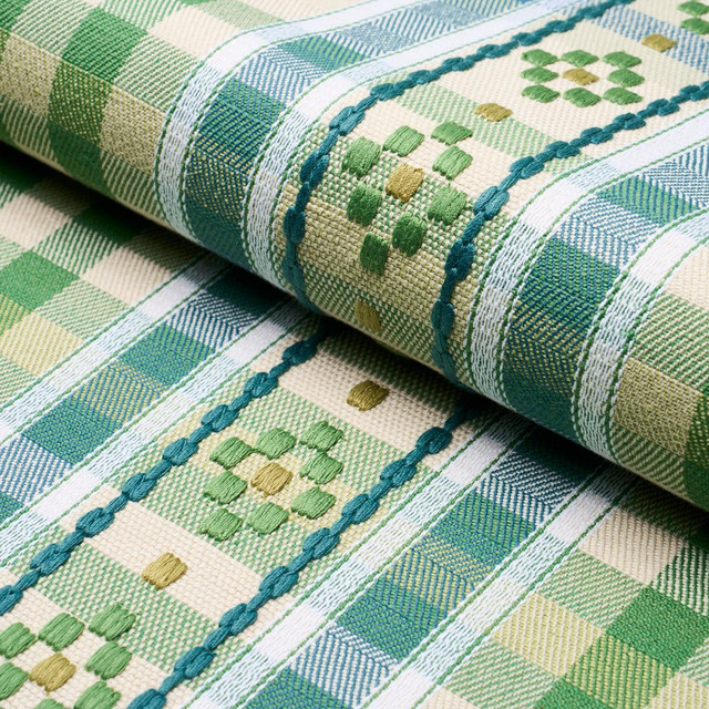 Schumacher Fabric Hutton Hand Woven Check Leaf 84731 Ashbury 13.38" - My Fabric Connection - Schumacher Fabric Hutton Hand Woven Check Leaf 84731 Ashbury 13.38" - My Fabric Connection -
