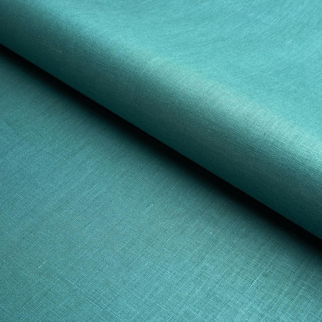 Schumacher Fabric Lange Glazed Linen Peacock 82686 Perfect Basics: Linen - My Fabric Connection -