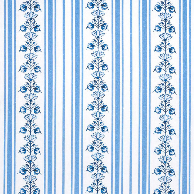 Schumacher Fabric Delft Stripe Cornflower Blue 180660 Marie-Anne Oudejans 6.75" - My Fabric Connection -