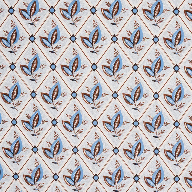 Schumacher Fabric Basile Trellis Delft & Sepia 180573 New Traditional: Provenal 13.5" - My Fabric Connection -