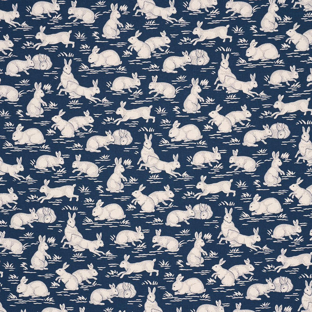 Schumacher Fabric Cottontails Indigo 182242 A Country Life 6.75" - My Fabric Connection - Schumacher Fabric Cottontails Indigo 182242 A Country Life 6.75" - My Fabric Connection -