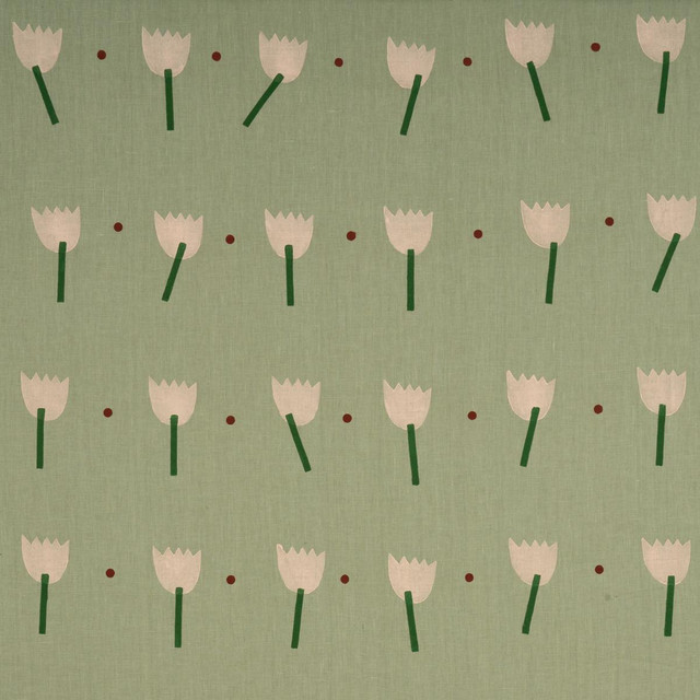 Schumacher Fabric Tulip Play Hand Block Print Peach On Sage 182402 Caroline Z Hurley 34.5" - My Fabric Connection - Schumacher Fabric Tulip Play Hand Block Print Peach On Sage 182402 Caroline Z Hurley 34.5" - My Fabric Connection -