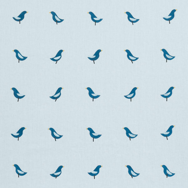 Schumacher Fabric Birds Hand Block Print Navy On Sky 182382 Caroline Z Hurley 51.0" - My Fabric Connection - Schumacher Fabric Birds Hand Block Print Navy On Sky 182382 Caroline Z Hurley 51.0" - My Fabric Connection -