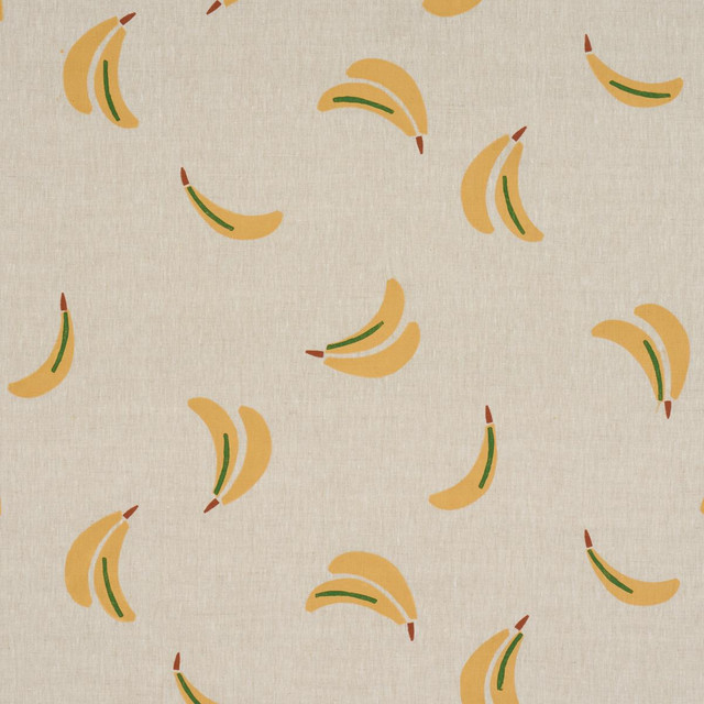 Schumacher Fabric Banana Stand Hand Block Print Ochre And Green On Natural 182370 Caroline Z Hurley 34.0" - My Fabric Connection - Schumacher Fabric Banana Stand Hand Block Print Ochre And Green On Natural 182370 Caroline Z Hurley 34.0" - My Fabric Connection -