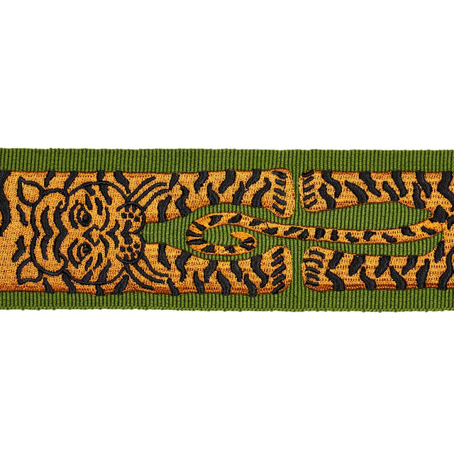 Schumacher Trim Le Tigre Embroidered Green 82511 Johnson Hartig 30.0" - My Fabric Connection - Schumacher Trim Le Tigre Embroidered Green 82511 Johnson Hartig 30.0" - My Fabric Connection -