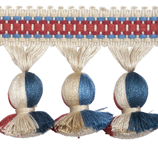 Schumacher Trim Ali Tassel Rouge & Navy 84673 Ashbury 2.75" - My Fabric Connection -