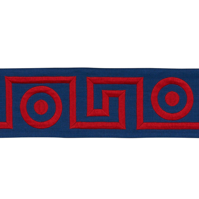 Schumacher Trim Plato Tape Navy And Red 181253 Mary Mcdonald 4.62" - My Fabric Connection - Schumacher Trim Plato Tape Navy And Red 181253 Mary Mcdonald 4.62" - My Fabric Connection -