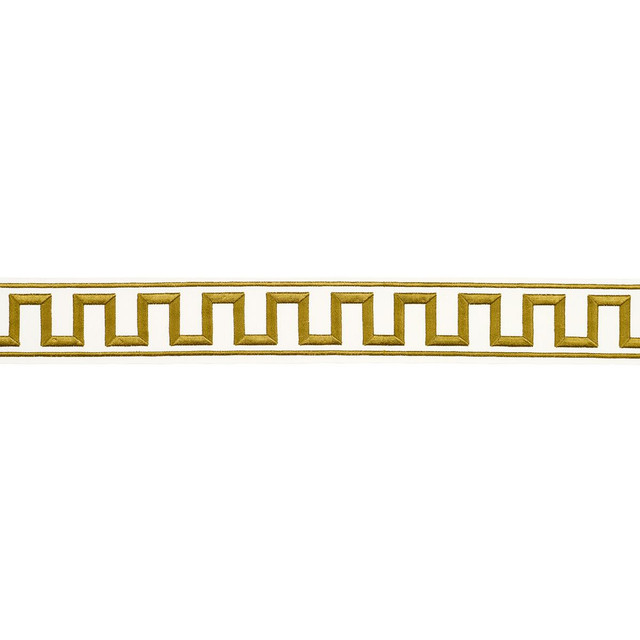 Schumacher Trim Greek Key Embroidered Tape Gold 70813 Perennial Favorite Trims 1.75" - My Fabric Connection -