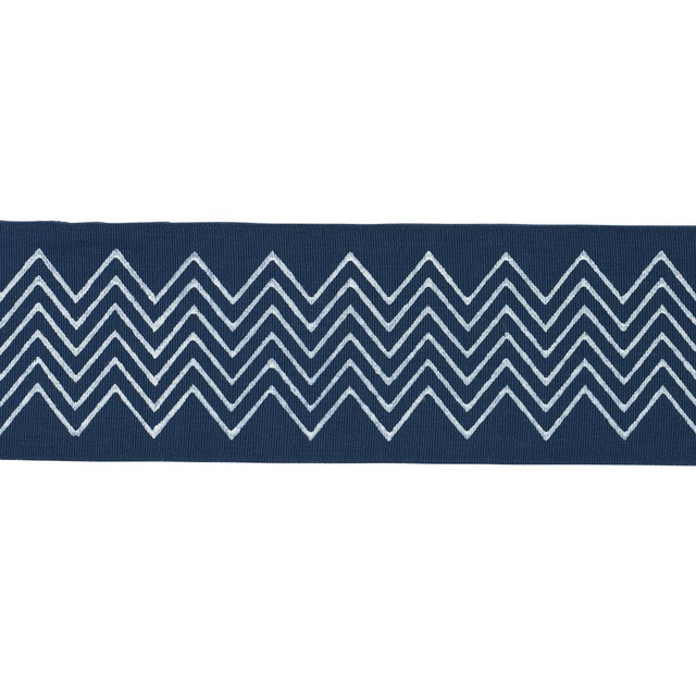 Schumacher Trim Leora Hand Blocked Tape Narrow Indigo 181382 Jacaranda 2.75" - My Fabric Connection - Schumacher Trim Leora Hand Blocked Tape Narrow Indigo 181382 Jacaranda 2.75" - My Fabric Connection -